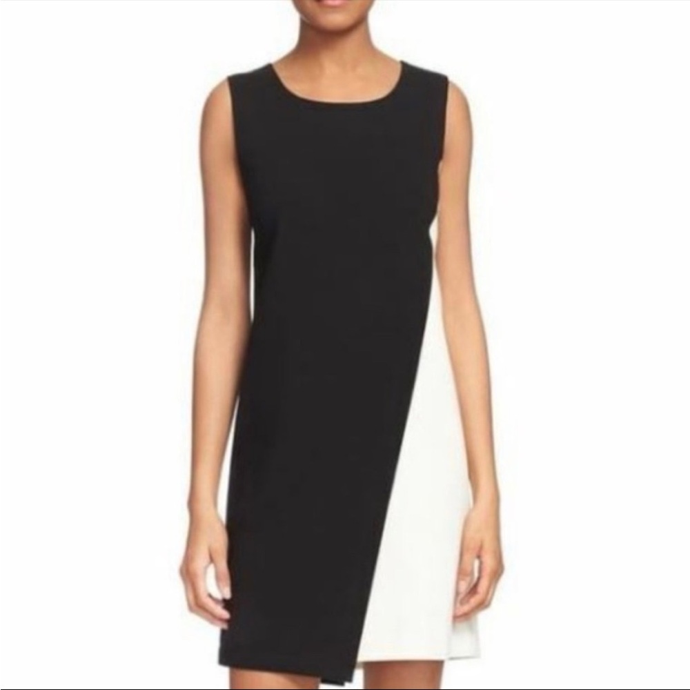 DVF DIANE VON FURSTENBERG Dress Size 8 Livvy Colorblock Shift Black White Mod